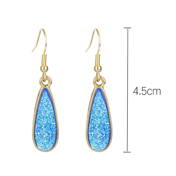 Dark Blue Water Droplets Drop Earrings - Picture 3 of 3